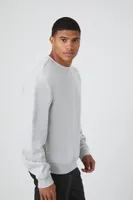 Men Cotton-Blend Crew Neck Pullover in Heather Grey, XXL