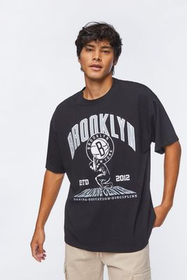 Men Brooklyn Nets Graphic Tee in Black, XL