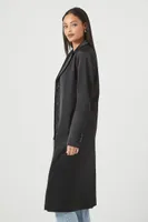 Women's Satin Notched Trench Coat in Black Medium