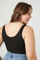 Women's Scoop-Neck Tank Bodysuit in Black, 3X