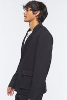 Men Notched Button-Front Blazer in Black Large