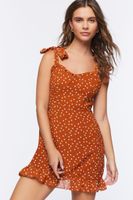 Women's Polka Dot Print Sweetheart Dress Tan/White