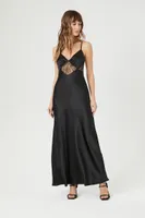 Women's Satin Lace Maxi Slip Dress