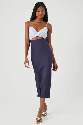 Women's Colorblock Twisted Cutout Midi Dress