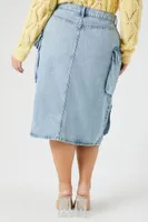 Women's Chambray Cargo Skirt in Light Denim, 0X