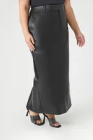 Women's Faux Leather Maxi Skirt in Black, 0X