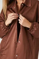 Women's Longline Utility Jacket in Chocolate, XS