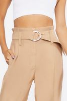 Women's Linen Wide-Leg Pants in Khaki Large