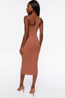 Women's Sweater-Knit Bodycon Midi Dress in Brown Large