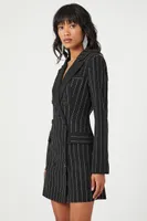 Women's Rhinestone Double-Breasted Blazer Dress in Black Medium