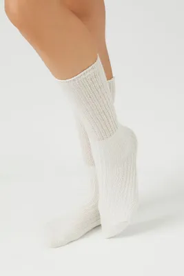 Cotton-Blend Crew Socks in White