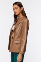 Women's Faux Leather Blazer in Taupe Large