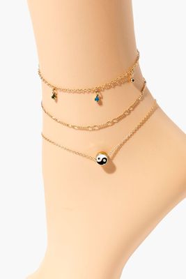 Women's Upcycled Yin Yang Anklet Set in Gold