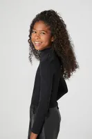 Girls Seamless Mock Neck Top (Kids) in Black Medium