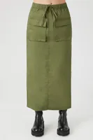 Women's Cargo Midi Skirt in Olive Small