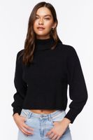 Women's Tulip-Hem Turtleneck Sweater in Black Large