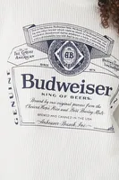 Women's Thermal Budweiser Graphic Crop Top in Cream Small