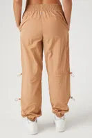 Women's Active Nylon Toggle Drawstring Joggers in Carob Small