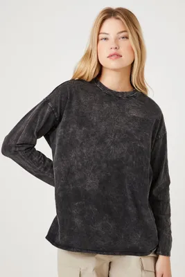 Women's Mineral Wash Long-Sleeve Top in Charcoal Medium