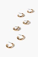 Women's Upcycled Faux Gem Hoop Earring Set in Gold