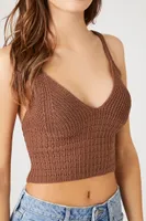 Women's Crochet Sweater-Knit Cropped Cami in Espresso, XL