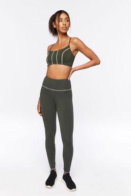 Women's Active Contrast-Trim Leggings in Cypress Small