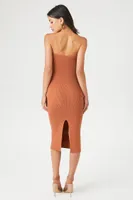 Women's Sweater-Knit Tube Midi Dress in Praline, XL