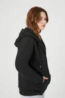 Women's Faux Shearling-Trim Hooded Jacket in Black Small