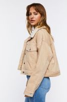 Women's Cotton Faux Shearling Jacket in Ash Brown Large