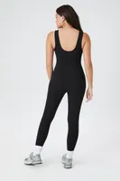 Women's Ribbed Sleeveless Jumpsuit in Black Large