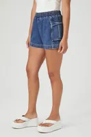 Women's Retro High-Rise Denim Shorts in Dark Denim Medium