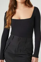 Women's Seamless Fitted Bodysuit in Black Small