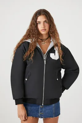 Women's Letterman Zip-Up Bomber Jacket