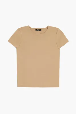 Girls Sweater-Knit T-Shirt (Kids) in Tan, 5/6