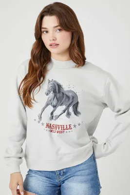 Women's Nashville Graphic Fringe Pullover in Grey Medium