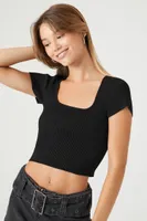Women's Sweater-Knit Square-Neck Crop Top