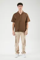 Men Poplin Short-Sleeve Shirt in Latte, XXL