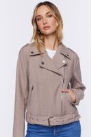 Women's Brushed Moto Jacket in Taupe Large