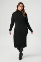 Women's Turtleneck Sweater Dress in Black, 3X