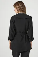 Women's Tie-Waist Trench Coat in Black Large