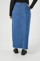 Women's Frayed Denim Maxi Skirt , 1X