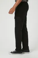 Men Slim-Fit Corduroy Cargo Joggers in Black, 38