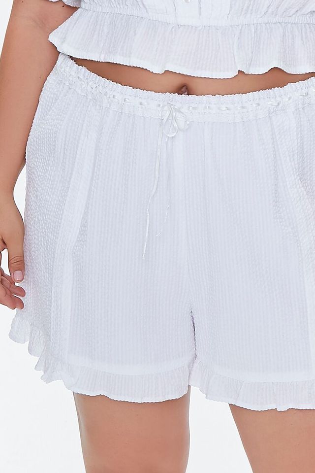 Ruffle Trim Shorts in White