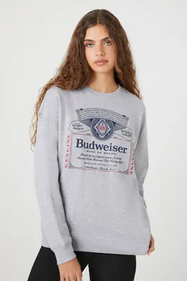 Women's Budweiser Graphic Pullover in Heather Grey, XS