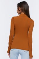 Women's Mock Neck Long-Sleeve Top in Rust Small