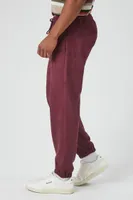 Men Faux Suede Drawstring Joggers Large