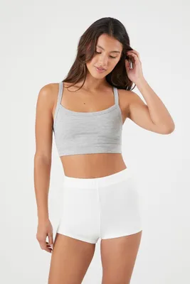 Women's Stretch-Knit Pajama Shorts in White Medium