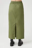 Women's Cargo Midi Skirt in Olive, XS