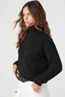 Women's Cable Knit Turtleneck Sweater in Large