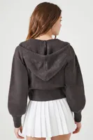 Women's Hooded Zip-Up Sweater in Charcoal Small